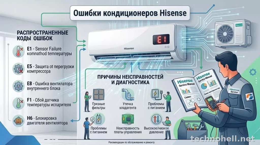 Коды ошибок кондиционеров Hisense: что означают коды и мигание индикаторов