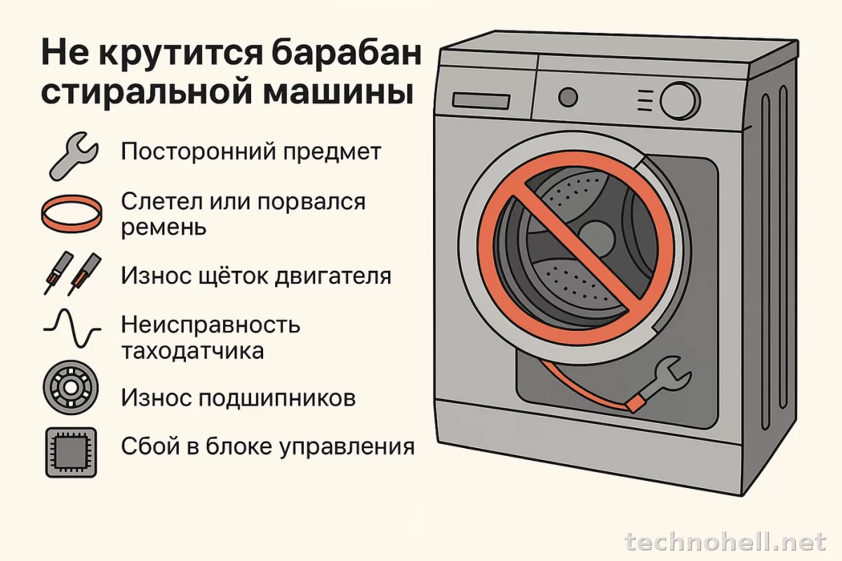 Стиральная машина щелкает, но барабан не крутится: как понять, виноваты ремень, щетки или двигатель